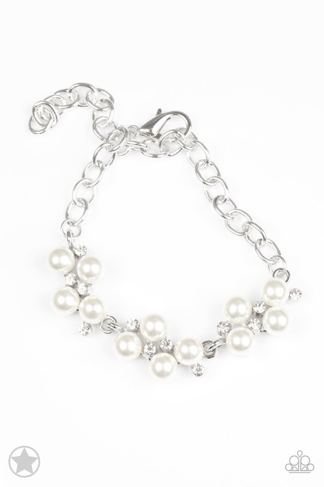 Blockbuster I Do White Pearl and Rhinestone Clasp Bracelet