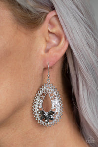 Paparazzi Instant Reflect Silver Rhinestone Earrings