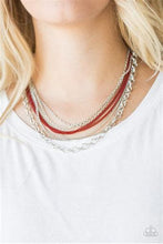 Load image into Gallery viewer, Intensively Industrial Silver Chain Necklace in Red or White
