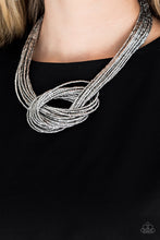 Load image into Gallery viewer, Paparazzi Knotted Knockout Silver Seed Bead Necklace
