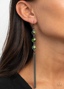 Paparazzi Life of the Party Moved to Tiers Multicolor Oil slick Earrings