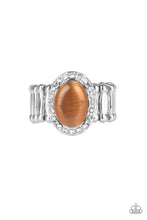 Load image into Gallery viewer, Laguna Luxury Moonstone Brown Ring with a Rhinestone Oval Frame
