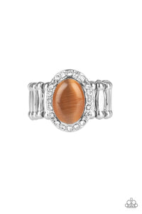 Laguna Luxury Moonstone Brown Ring with a Rhinestone Oval Frame