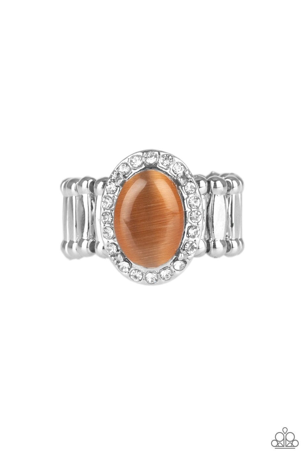 Laguna Luxury Moonstone Brown Ring with a Rhinestone Oval Frame