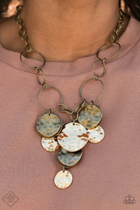 Paparazzi - Learn the Hardware Way - Brass Necklace - Fashion Fix Jan 2021 Sunset Sightings