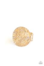 Load image into Gallery viewer, Paparazzi Lined Up -Oversized Gold Hammered Disc Ring
