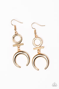 Paparazzi Majestically Moon Child Gold Earrings