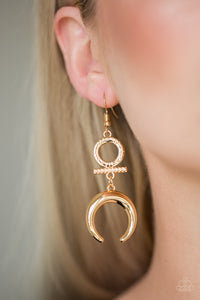 Paparazzi Majestically Moon Child Gold Earrings