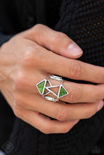 Load image into Gallery viewer, Fashion Fix - Making Me Edgy Green Ring - Sunset Sightings December 2020
