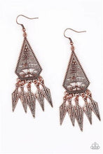 Load image into Gallery viewer, Paparazzi Me Oh Mayan Cooper Triangular Frame Earrings
