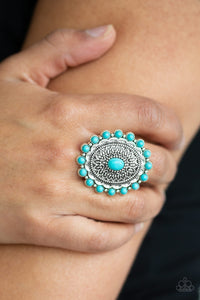 Mesa Mandala Large Ornate Turquoise Blue Ring