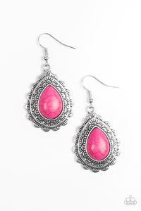 Paparazzi Mesa Mustang Pink Stone Earrings