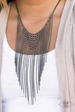 Paparazzi - Metro Majesty - Gunmetal Black Necklace - Black Diamond Exclusive