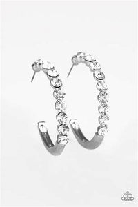 Paparazzi My Kind of Shine White Rhinestone Hoop Earrings