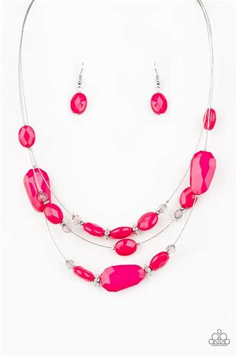 Radiant Reflections Pink Short Necklace