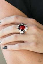 Load image into Gallery viewer, Noticeably Notable Red Pearl and Rhinestone Ring
