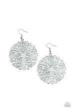 Load image into Gallery viewer, Paparazzi Ocean Paradise Ornate White Round with Silver Filigree Earrings
