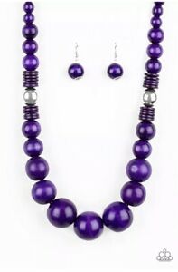 Paparazzi Panama Panorama Purple Wood Necklace