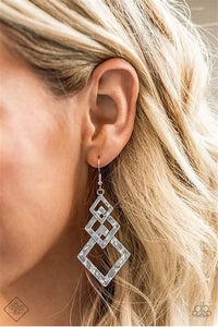 Point Blank - Paparazzi - Silver Hammered Diamond-Shaped Earrings - Fashion Fix December 2019