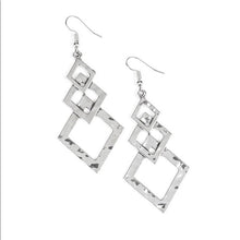 Load image into Gallery viewer, Point Blank - Paparazzi - Silver Hammered Diamond-Shaped Earrings - Fashion Fix December 2019
