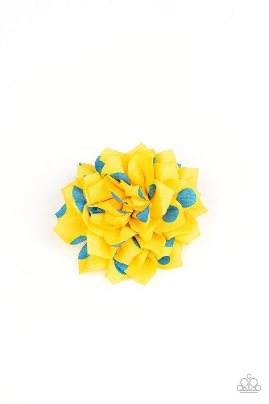 Hair Accessories - Polka Perfection Yellow Hair Clip with Blue Polka Dots
