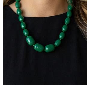 Poppin Popularity Green Necklace and Modern Garden Green Earrings - Jewelry Set 7