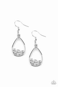 Paparazzi Raindrop Radiance White Rhinestone Teardrop Shape Earrings