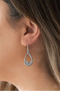 Paparazzi Raindrop Radiance White Rhinestone Teardrop Shape Earrings