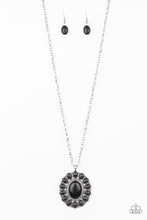 Load image into Gallery viewer, Paparazzi Rancho Roamer Long Black Stone Floral Pendant Necklace
