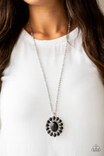 Load image into Gallery viewer, Paparazzi Rancho Roamer Long Black Stone Floral Pendant Necklace
