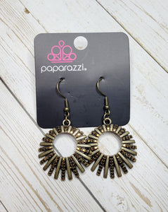 Paparazzi - Rebel Resplendence - Brass Stud Earrings - Fashion Fix Exclusive Jan 2022