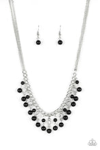 Load image into Gallery viewer, Regal Refinement Black Necklace with white rhinestone and black beads
