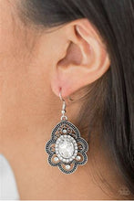 Load image into Gallery viewer, Reign Supreme White Filigree Earrings Paparazzi
