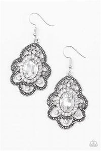 Reign Supreme White Filigree Earrings Paparazzi