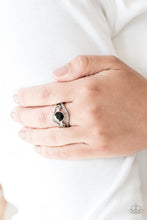 Load image into Gallery viewer, Rich with Richness Black Ring with White and Hematite Rhinestones
