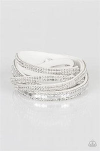 Paparazzi - Rockstar Attitude - White Wrap Bracelet