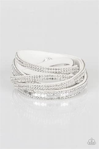 Paparazzi - Rockstar Attitude - White Wrap Bracelet