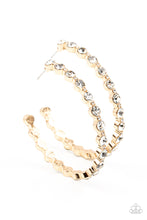 Load image into Gallery viewer, Paparazzi - Royal Reveler - Gold Rhinestone Hoop Earrings
