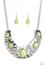 Load image into Gallery viewer, Ruler in Favor Green Necklace and Serenely Sediment Green Stone Earrings - Jewelry Set 61
