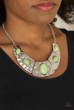 Load image into Gallery viewer, Ruler in Favor Green Necklace and Serenely Sediment Green Stone Earrings - Jewelry Set 61
