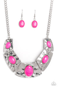 Ruler in Flavor Silver Necklace with Colorful Accents - Choose from Pink or Purple