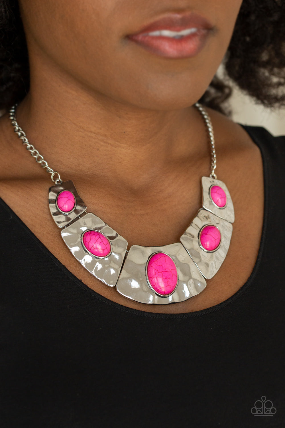 Ruler in Flavor Silver Necklace with Colorful Accents - Choose from Pink or Purple