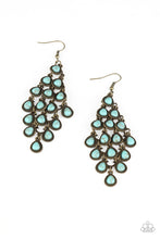 Load image into Gallery viewer, Paparazzi Rural Rainstorms Brass Earrings with Turquoise Stones
