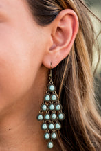 Load image into Gallery viewer, Paparazzi Rural Rainstorms Brass Earrings with Turquoise Stones

