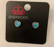 Load image into Gallery viewer, Paparazzi - Starlet Shimmer - Heart Post Earrings with Cat&#39;s Eye Stone - SS10
