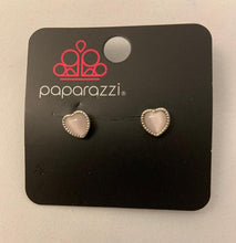 Load image into Gallery viewer, Paparazzi - Starlet Shimmer - Heart Post Earrings with Cat&#39;s Eye Stone - SS10
