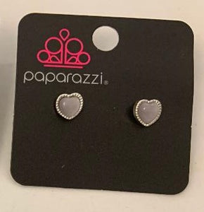 Paparazzi - Starlet Shimmer - Heart Post Earrings with Cat's Eye Stone - SS10