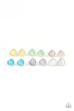 Load image into Gallery viewer, Paparazzi - Starlet Shimmer - Heart Post Earrings with Cat&#39;s Eye Stone - SS10
