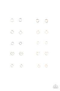 Paparazzi - Starlet Shimmer - Geometric Shapes Post Earrings - Silver and Gold -SS14