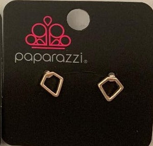 Paparazzi - Starlet Shimmer - Geometric Shapes Post Earrings - Silver and Gold -SS14